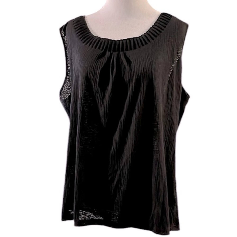 VINTAGE JACLYN SMITH LIGHTWEIGHT SLEEVELESS BLOUSE BLACK SIZE XL